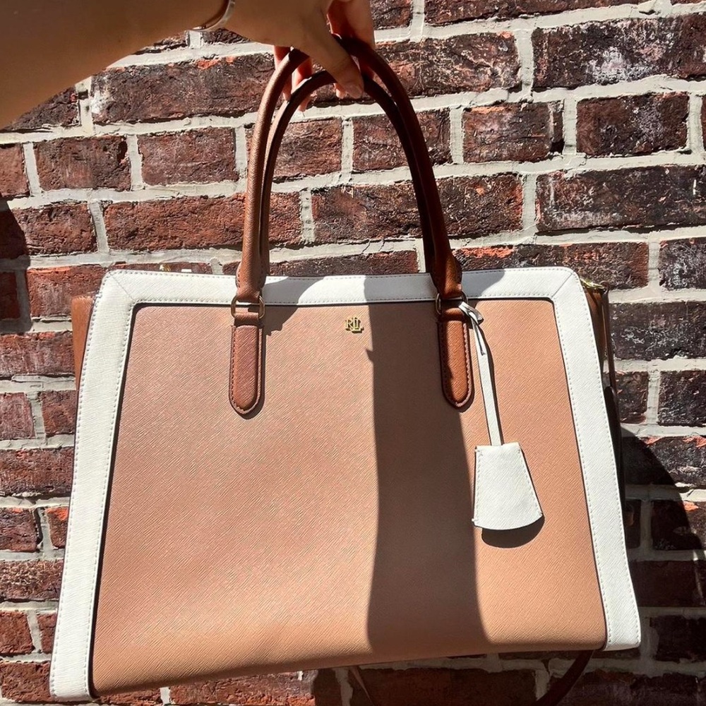 Ralph Lauren Caramel and Cream Women's Handbag